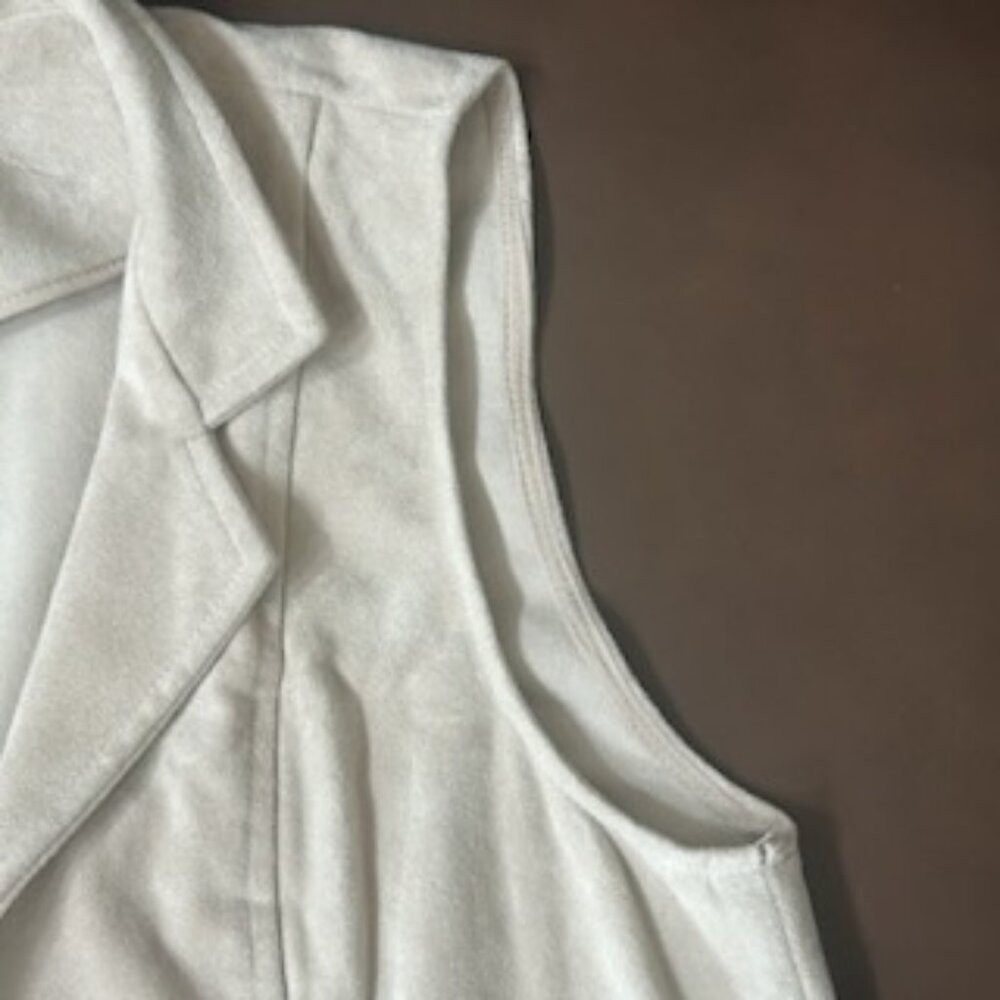 Calvin Klein Faux Suede Open Front Long Vest Duster Cardigan - Picture 9 of 12